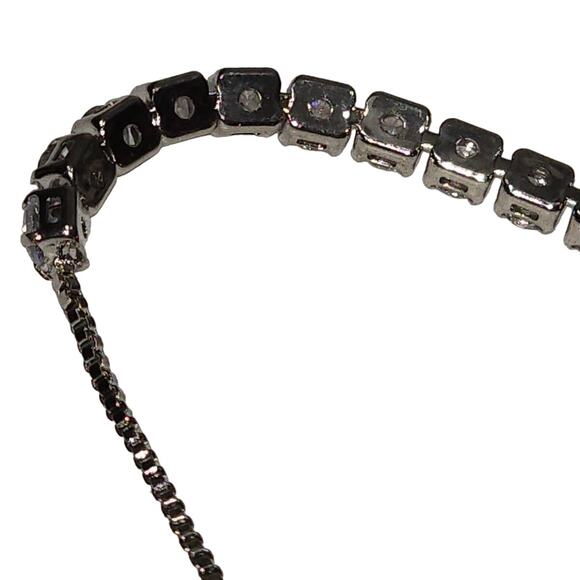 Beautiful Silver Slider Tennis Bracelet Made with Brilliant Swarovski Crystals - Picture 6 of 8